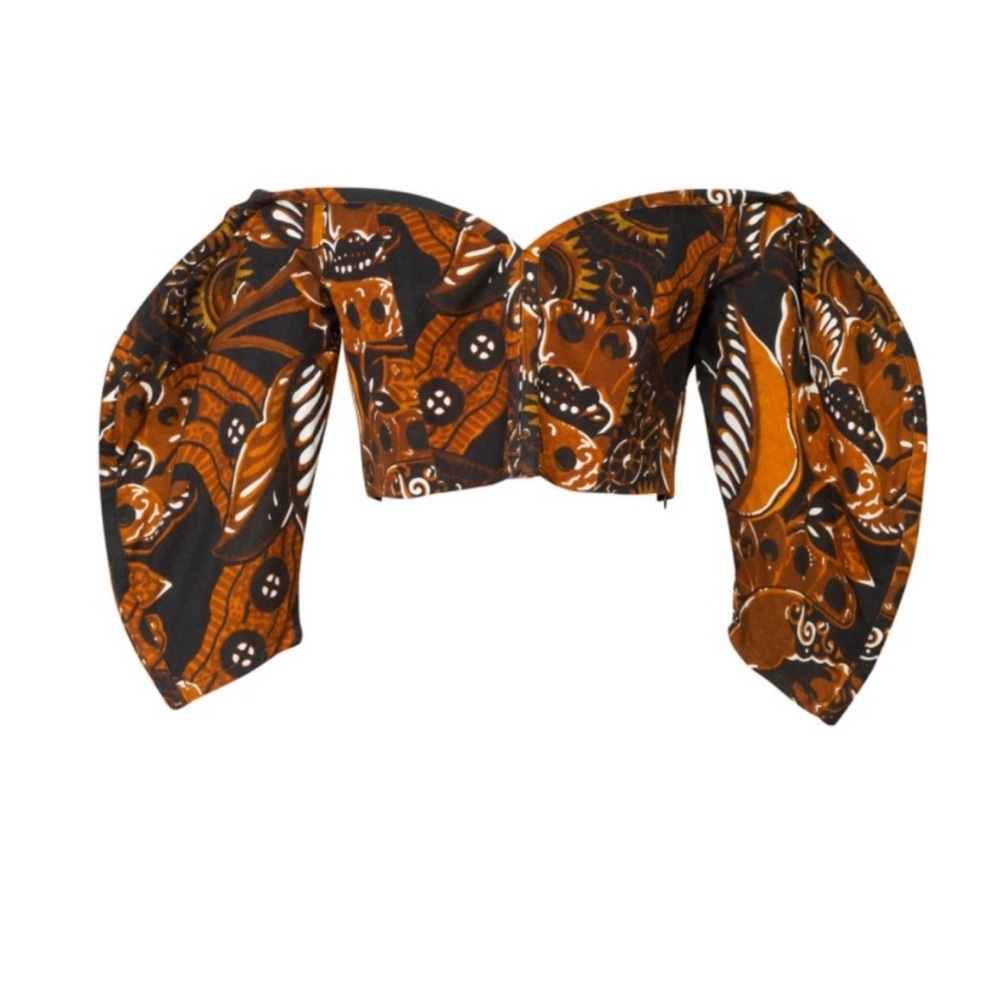 NWT Mara Hoffman Juana top - brown, black multi - size 2, fits like 0